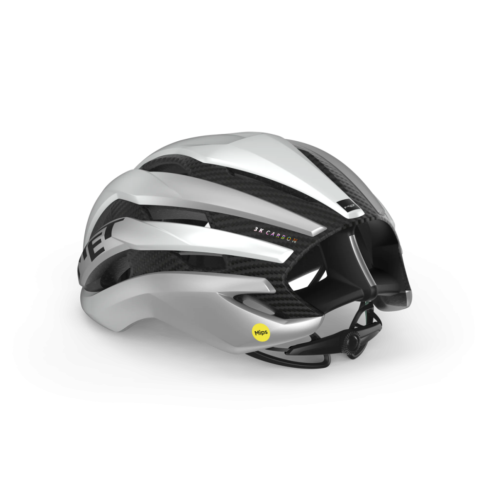 MET Rennrad Helm, TRENTA 3K CARBON MIPS, WHITE SILVER, L
