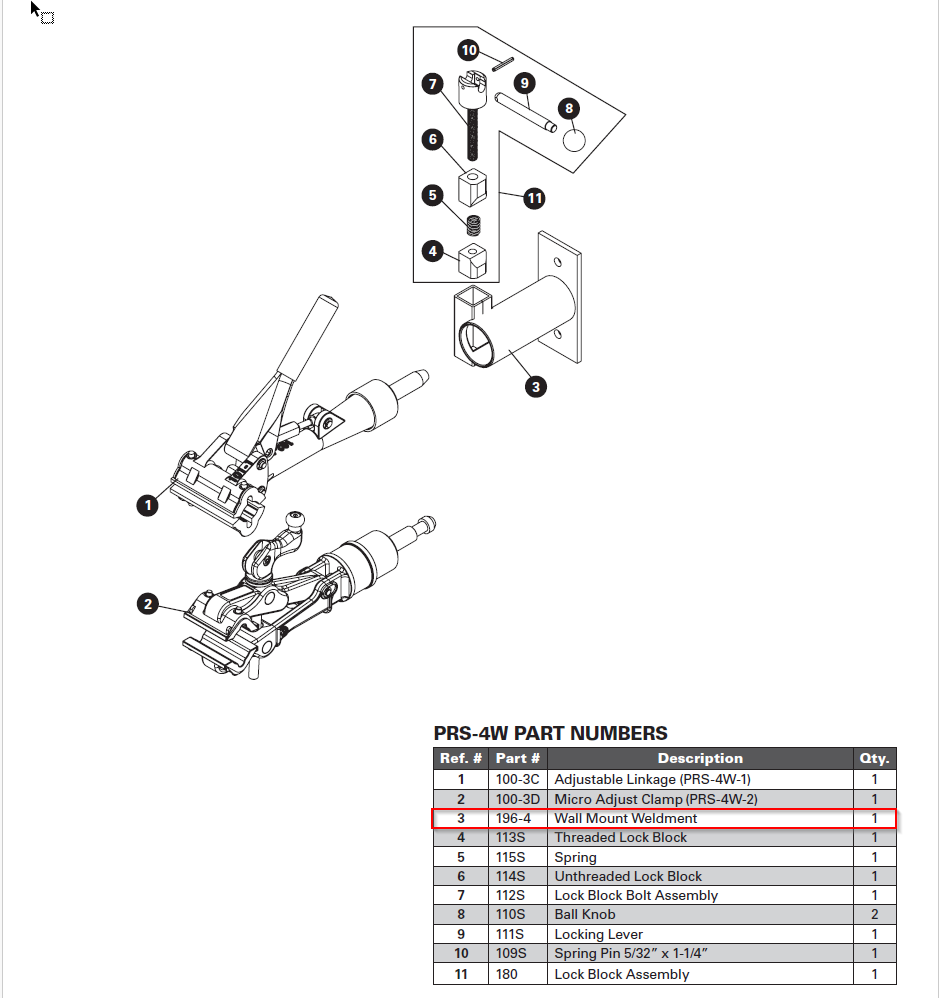 Park Tool Ersatzteil, 196-4 Wallmount Weldment