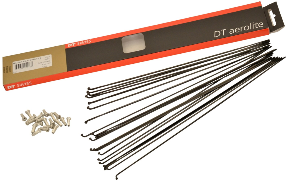 DT Swiss Speichen Aerolite 272mm schwarz, 2,0/2,3x0,9mm, ohne Nippel, Karton à 20 Stk.