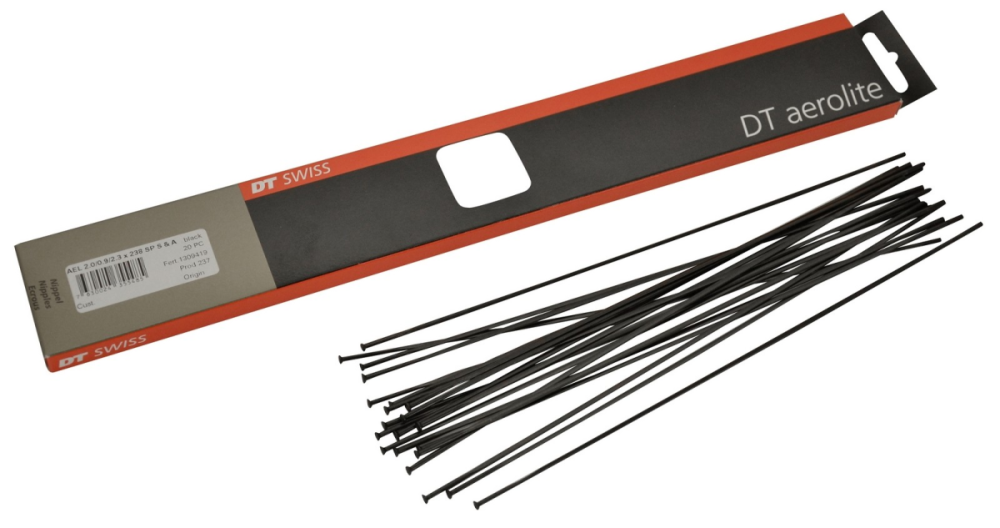 DT Swiss Speichen Aerolite straightpull 278mm schwarz, 2,0/2,3x0,9mm, ohne Nippel, Karton à 20 Stk.
