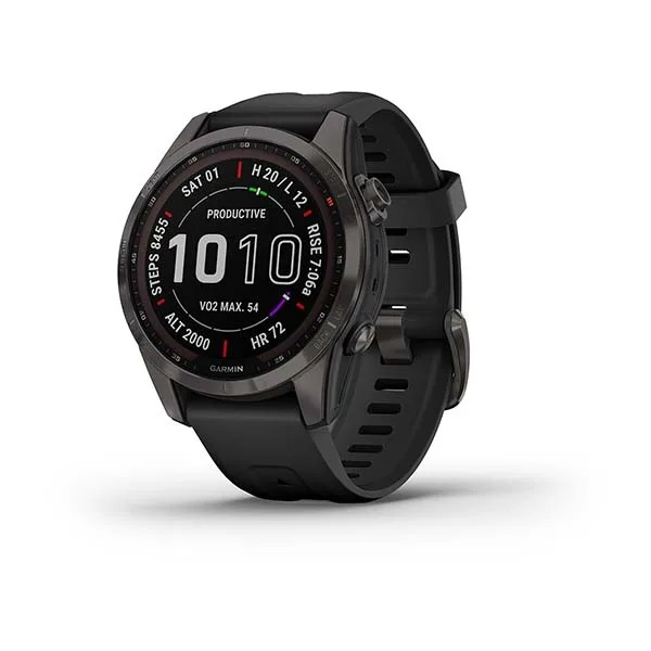 Garmin fēnix® 7S – Sapphire Solar Edition, schiefergraues DLC-Titan