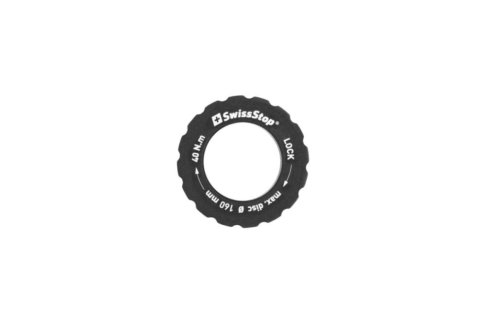 SwissStop Centerlock Lockring Road, Alu, schwarz, 2.15mm, bis 160mm