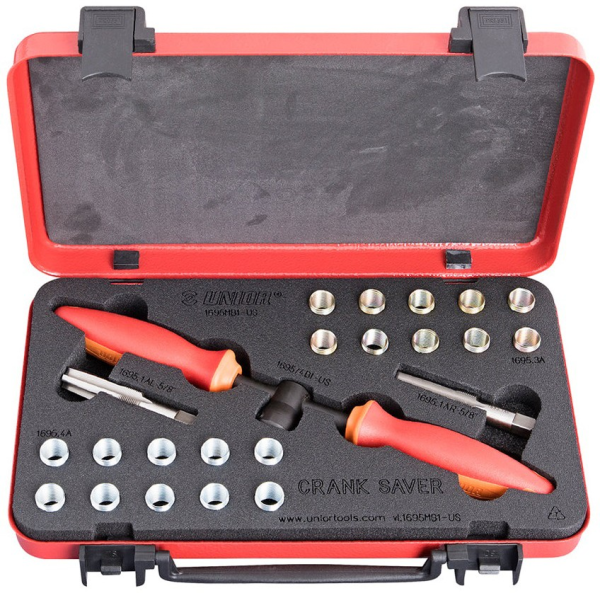 UNIOR Reparatur Set für Pedalgewinde,  bestehend aus Schneideneisen und Einlagen