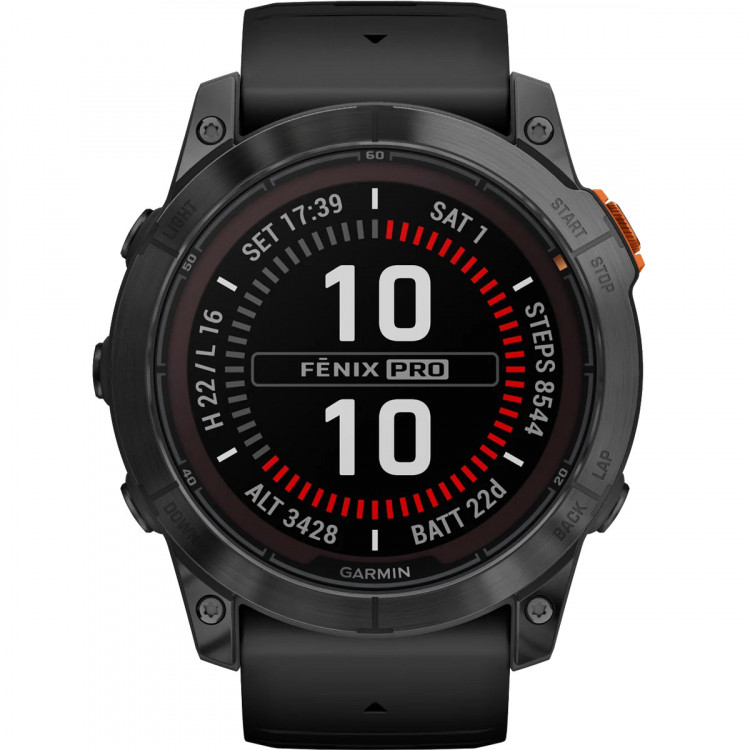Garmin fenix 7X Pro Sol,Slate Gray Stl w/Black Bnd, Sportuhr