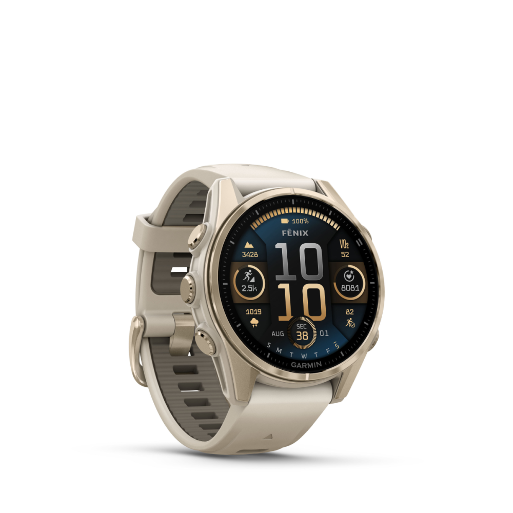 Garmin fēnix® 8 – 43 mm, AMOLED, Sportuhr, Nebelgrau/Softgold
