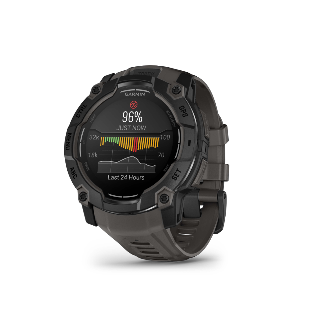 Garmin Instinct 3 – 45 mm, AMOLED, mit Silikon-Wechselarmband 22 mm, Sportuhr, Schwarz