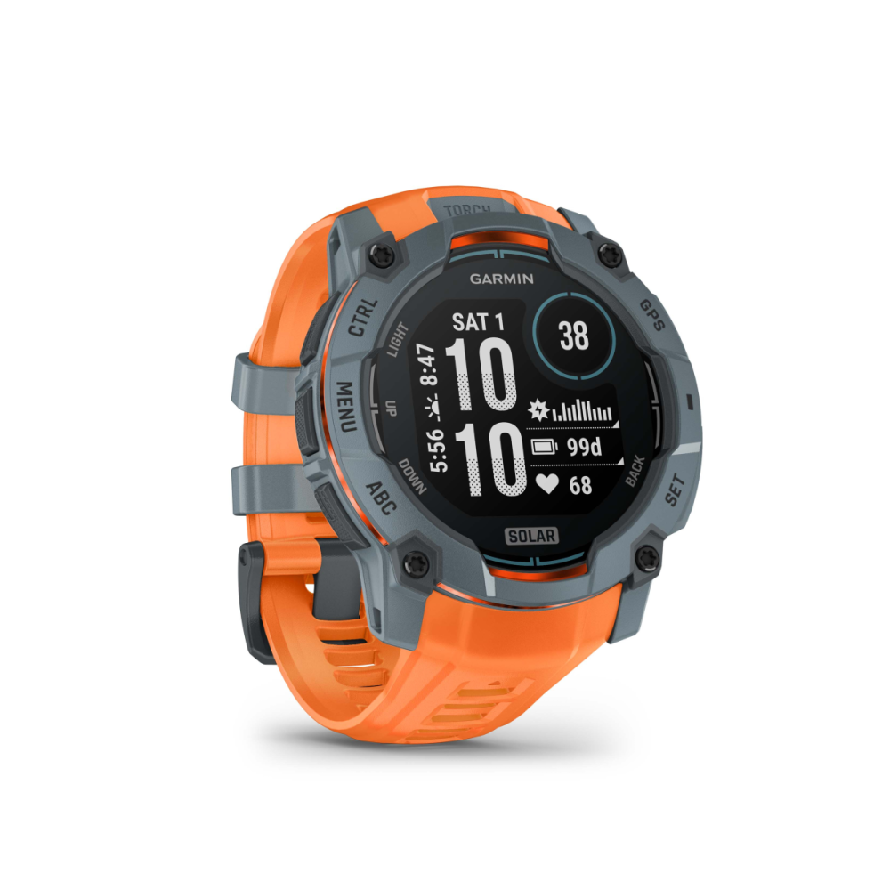 Garmin Instinct 3 – 50 mm, Solar, Twilight mit Silikon-Wechselarmband 26 mm, Sportuhr, Solstice