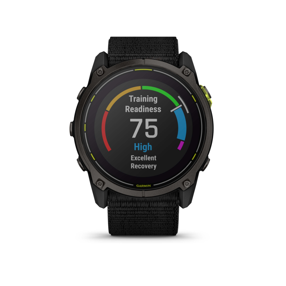 Garmin Enduro™ 3, Schwarz/Carbongrau DLC-Titan mit schwarzem UltraFit-Nylon-Armband, Sportuhr