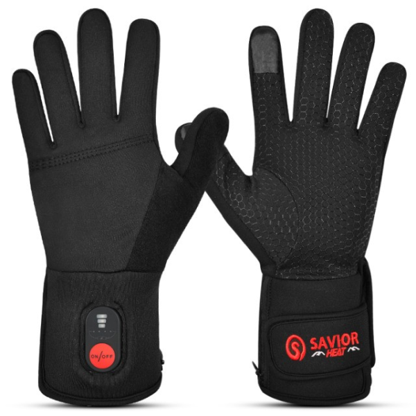 SAVIOR beheizbarer Fingerhandschuh Lightning Liner Unisex Black, L