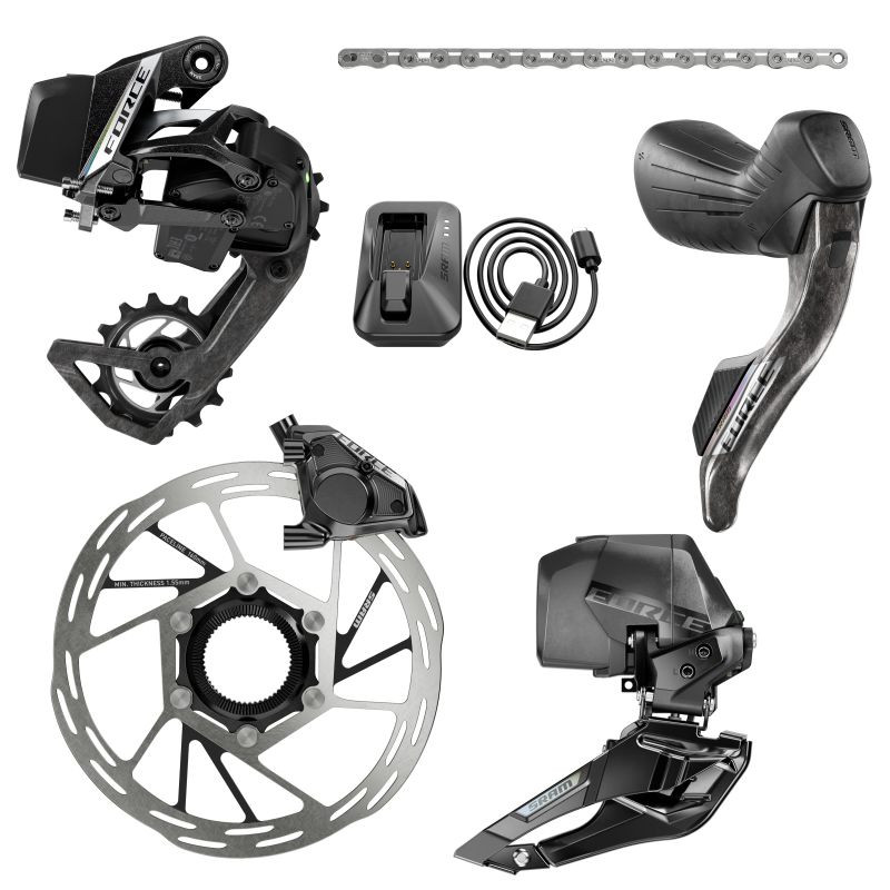 SRAM Force AXS E1 2x Groupset, Shifters, Kette, RD, FD, Rotors
