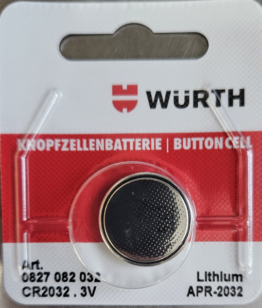 Würth Batterie CR2032 3V Lithium Knopfzelle im 2er-Blister