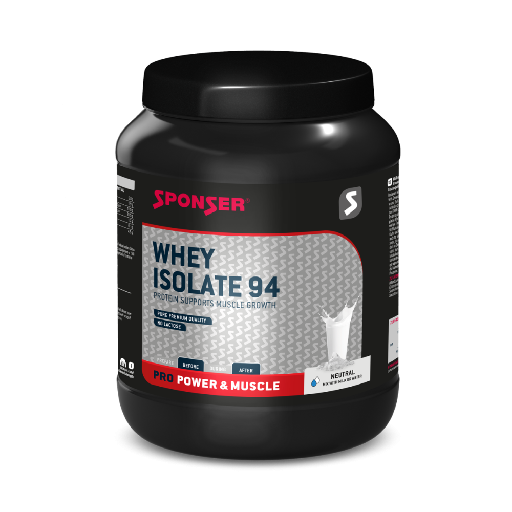 Sponser Whey Isolate 94 - Glutenfrei Laktosefrei Whey Proteine Proteinpulver, Neutral, Dose 850g