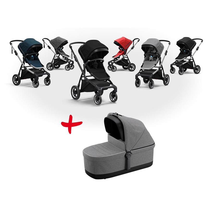 Thule Kinderwagen (Buggy) SLEEK inkl. Bassinet, aluminium, grey melange