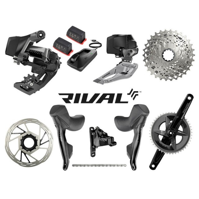 SRAM Rival eTap AXS Gruppe 2x12, 12-fach, Kassette 10-36 Zähne, Kurbel 46/33, 172.5