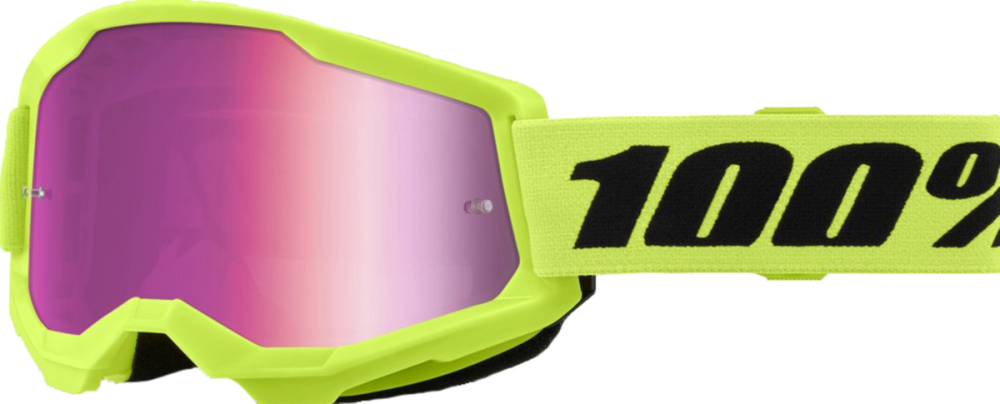 100percent Goggle Strata 2 Neon Yellow - Mirror Pink Lens