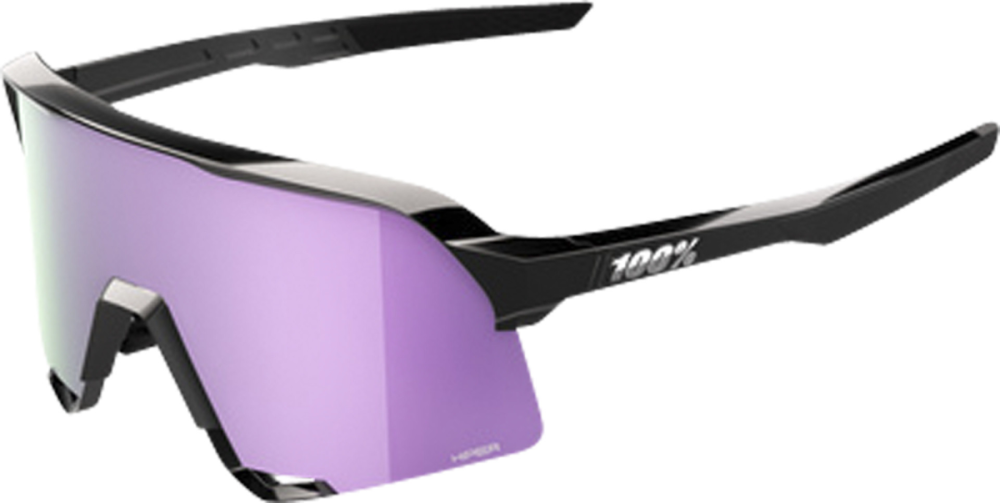 100percent Brille S3 - Polished Black - HiPER Polarized Lavender Mirror