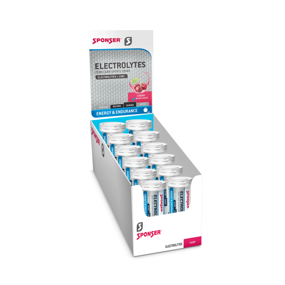 Sponser Electrolytes Display (12 x 10 à 4.5 g) - Glutenfrei Laktosefrei Vegan, Cherry 
