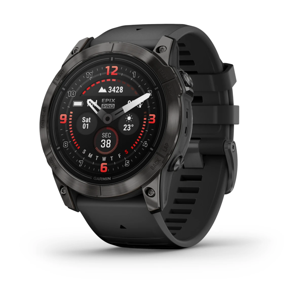 Garmin epix Pro (Gen 2) – Sapphire  | 51mm, Schwarz/Carbongrau Titan DLC mit QuickFit-Silikon-Armb